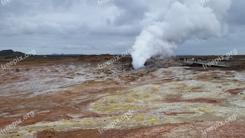 Iceland Hot Source Steam Sulfur Tourism