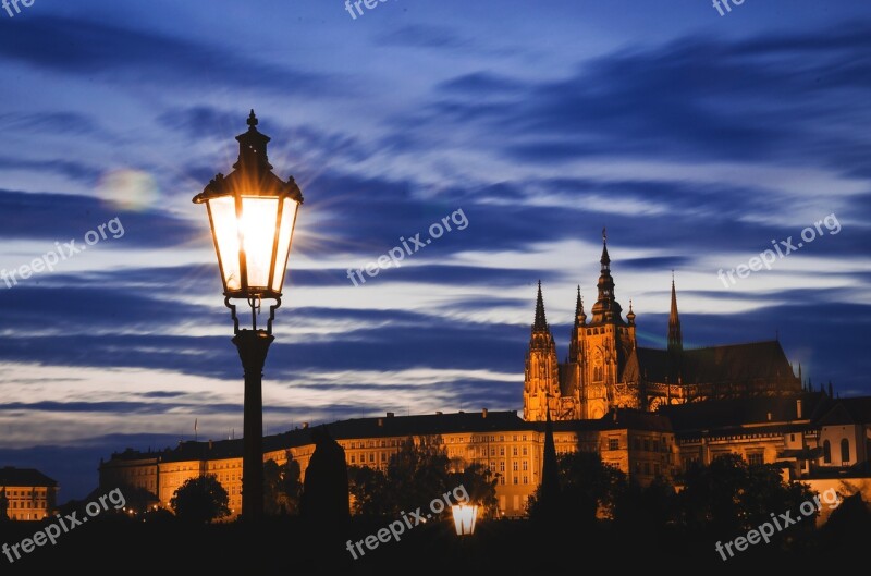 Hradcany Prague Lantern Castle Night