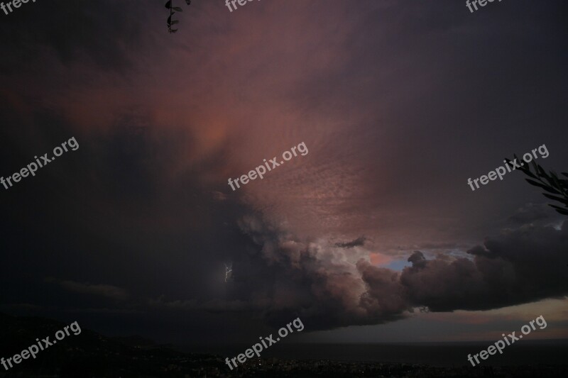 Bad Weather Thunderstorm Liguria Weather Sky