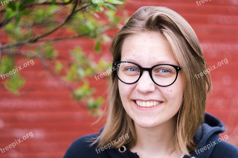 Girl Model Glasses Blonde Brunette