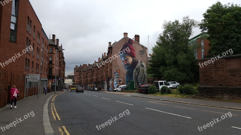 Street Painting Art On The Wall Glasgow Scotland