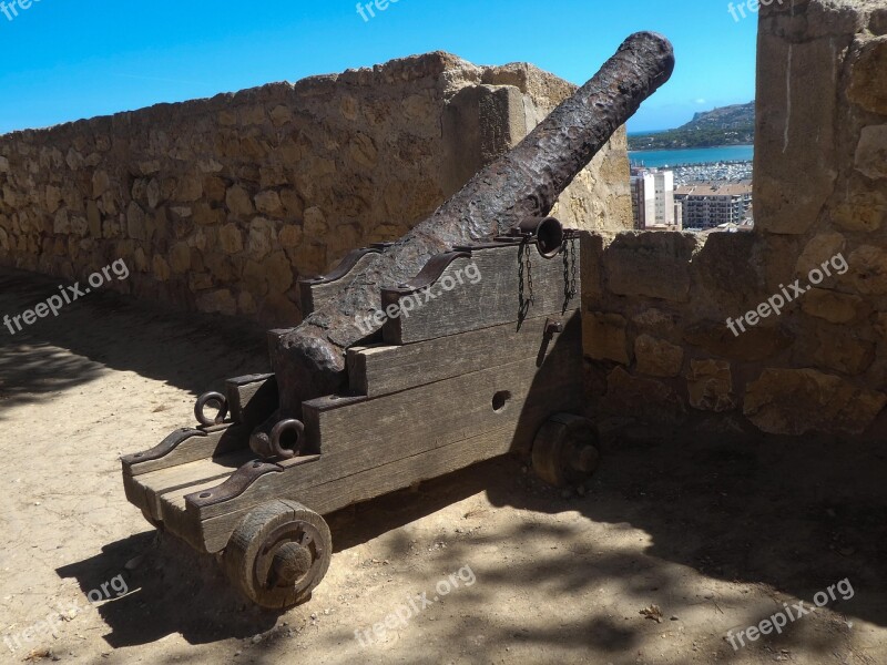 Castle Ruins Denia Spain Cannon