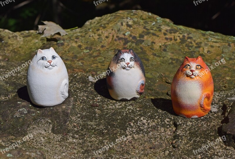 Ceramic Cats Handmade Art Clay Decoration