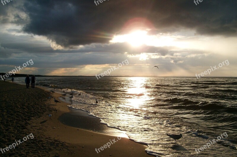 Sunset Landscape The Coast Of The Baltic Sea View Beach