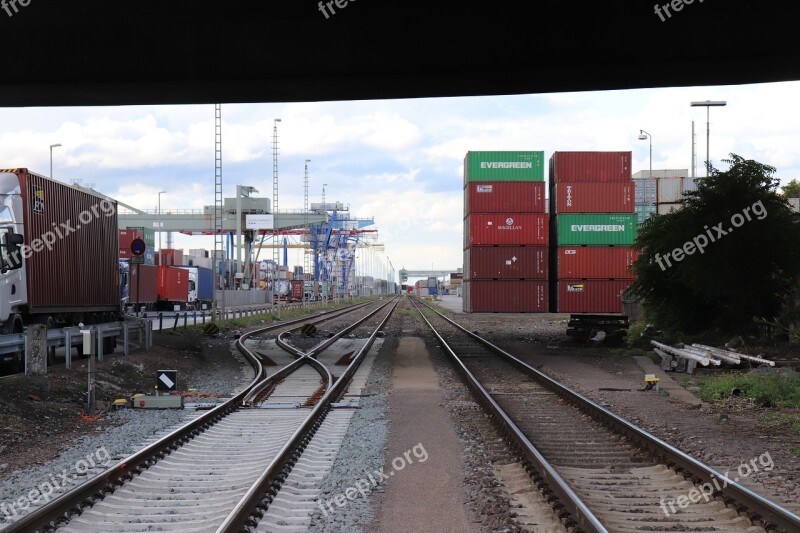 Port Train Truck Tons Mannheim