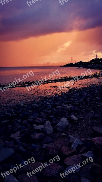 Sunset Shenzhen Bay Rainstorm Free Photos