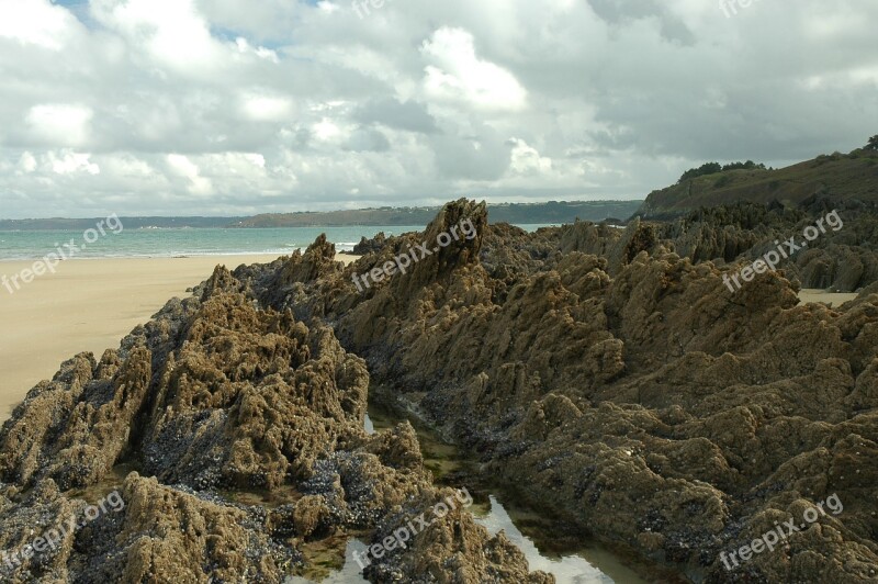 Coast Brittany France Rocky Coast Rock