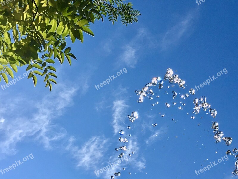 Sky Blue Summer Fountain Water