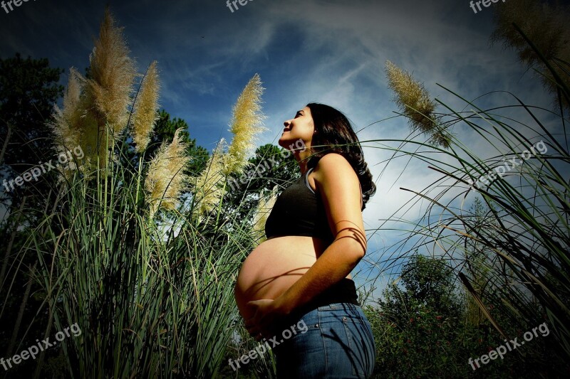 Pregnant Woman Nature Happy Free Photos