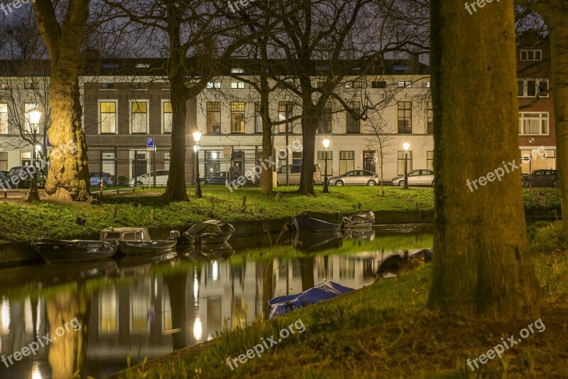 Utrecht Canal Night Dark Netherlands