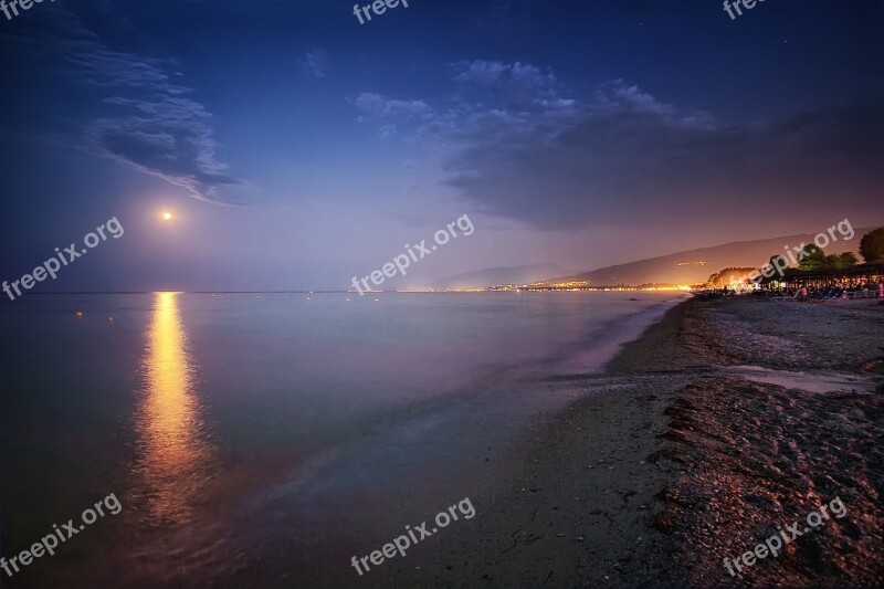 Night Landscape Water Outdoor Dark