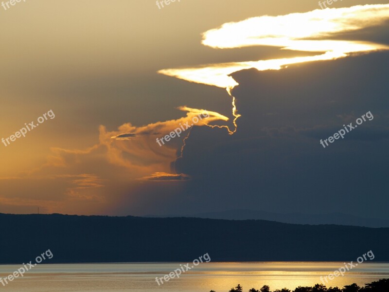 Abendstimmung Sea Sunset Evening Sky Sky