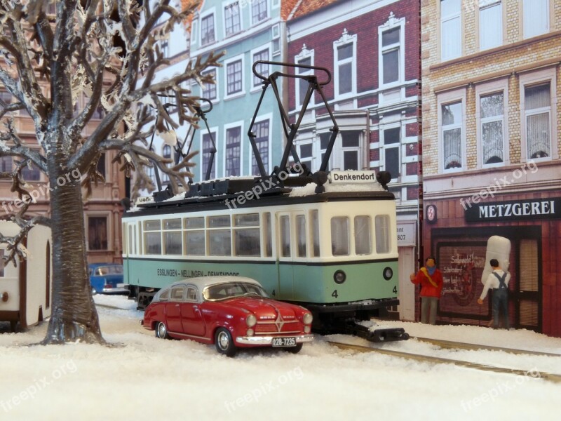 Model Train Model Railway Tram Scale H0 Diorama