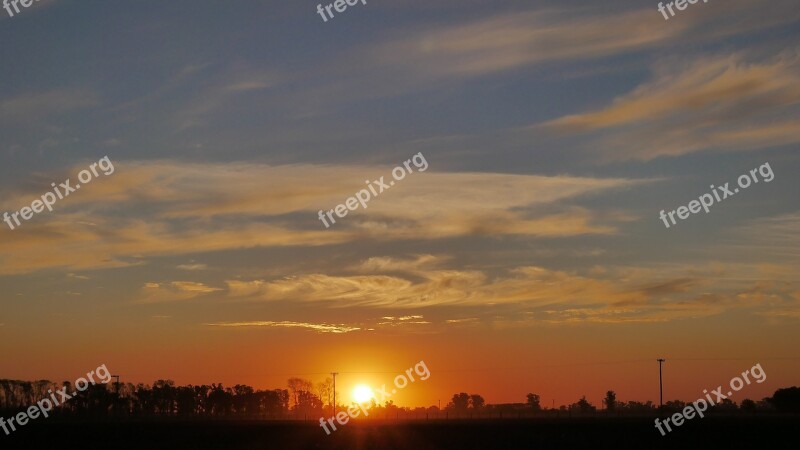 Sunset Chivilcoy Buenos Aires Landscape Sun