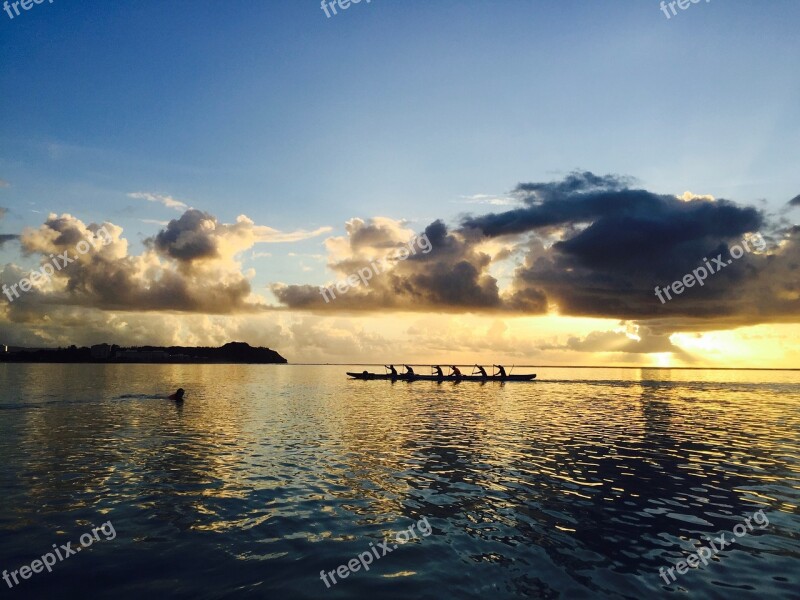 Golden Sea Sunset Landscape Free Photos