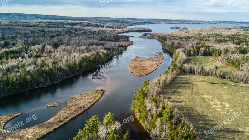 River Harbour Ocean Forrest Drone