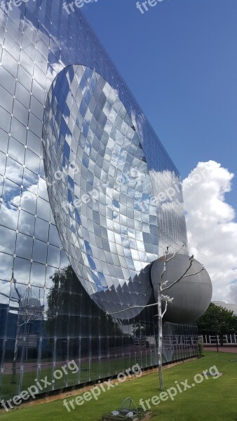 Futuroscope Facade Mirrors Clouds Future