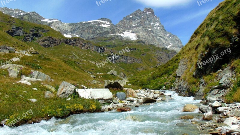 Alps Matterhorn Nature River Free Photos