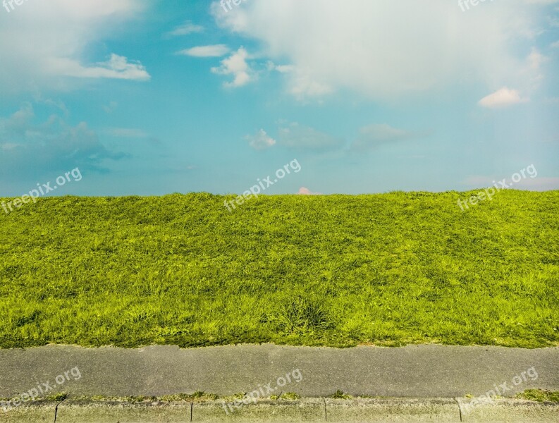 Sky Texture Green Meadow Hill