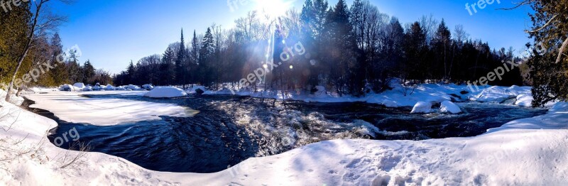 River Water Winter Whirlpool Blue Sky