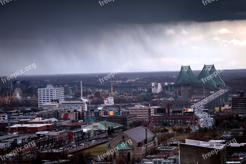 Montreal Pont Jacques-cartier View Height Rain Clouds