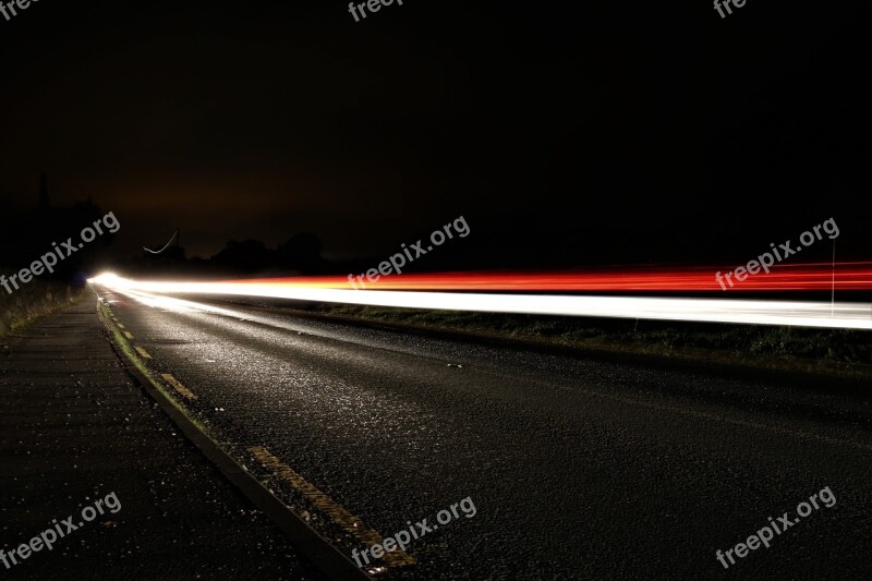 Darkness Night Road Long Exposure Gloomy