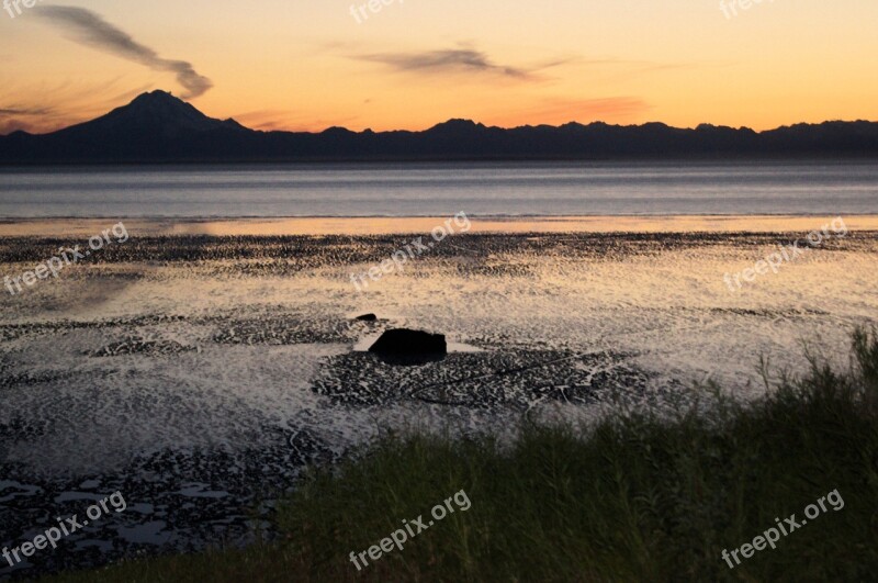 Sunset Mt Redoubt Evening Cook's Inlet Alaska