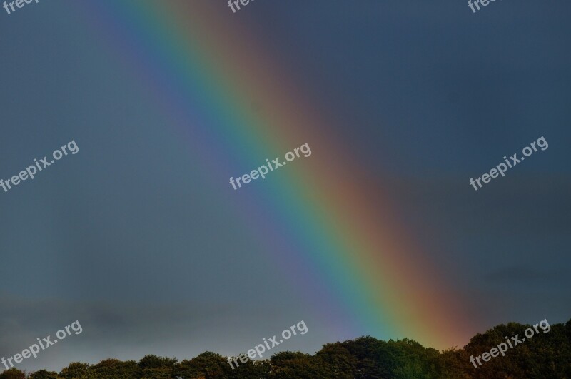 Rainbow Sky Rain Mood Landscape