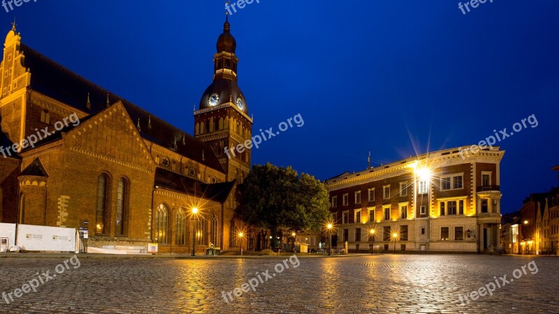 Riga Old Town Twilight Sky Area