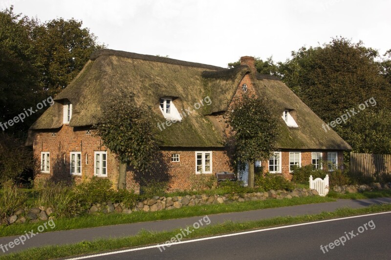 Fisherman's House Thatched Roof Nordfriesland Old Building North Sea