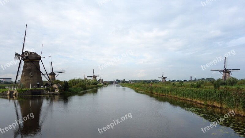 Mills Kinderdijk Windmills Cultural Heritage Unesco World Heritage Site