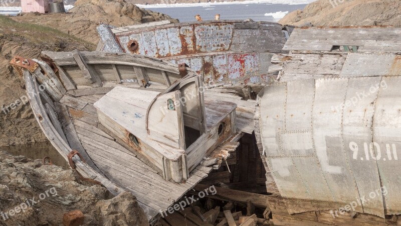 Boat Old Greenland Aged Abandoned