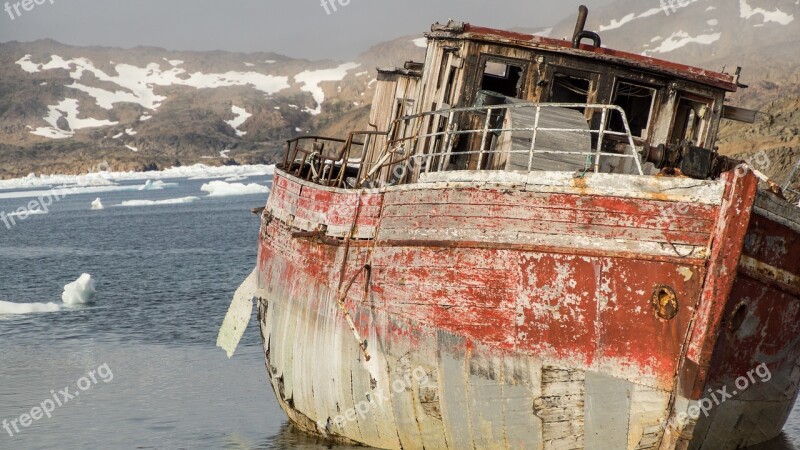 Boat Old Greenland Aged Abandoned