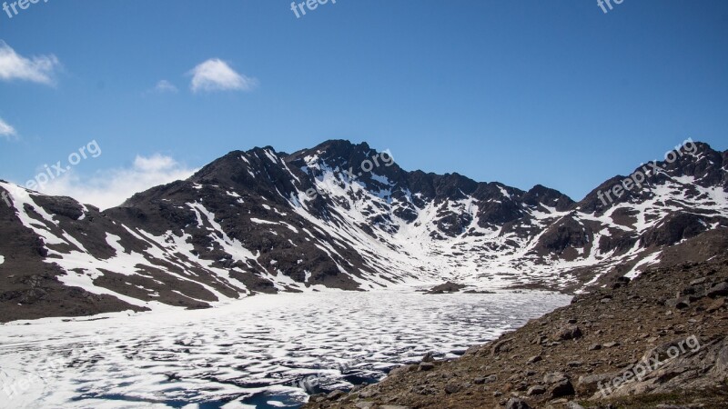 Frozen Mountain Lake Wilderness Ice