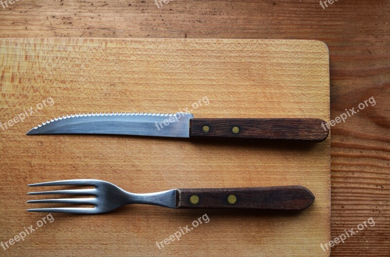 Knife And Fork Cutting Board Wooden Kitchen Cutlery