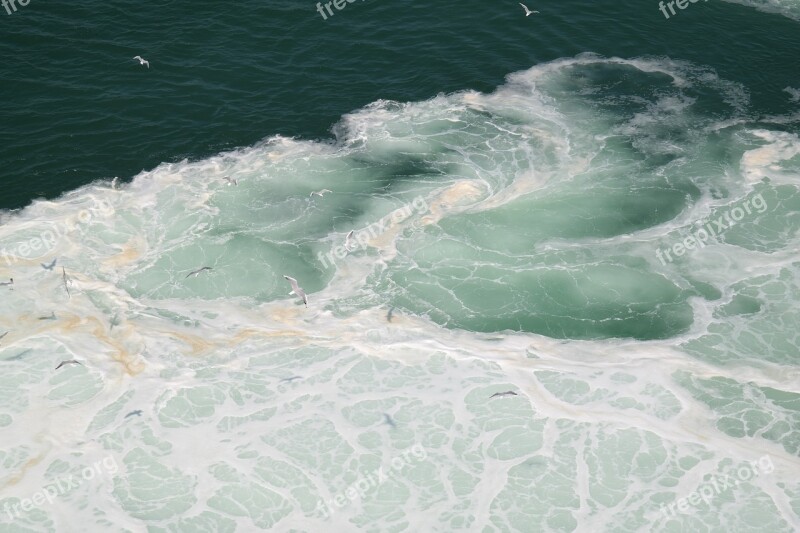 Traces Turbulence Wave Foam Crowns Sea