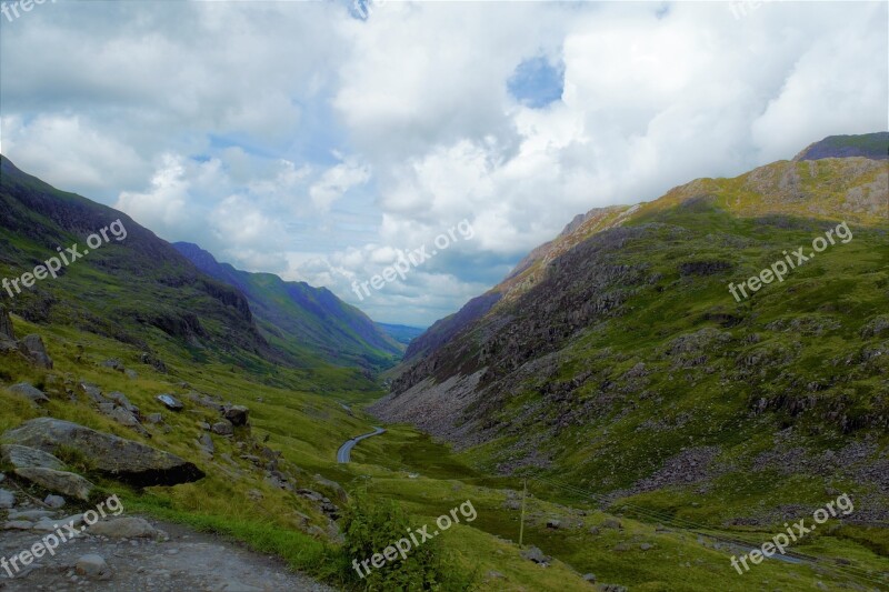 Mountain Road Valley Travel Wales Free Photos