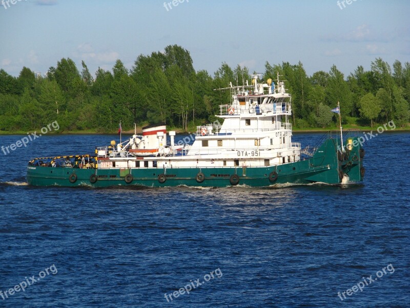 River Tug Sky Summer Water