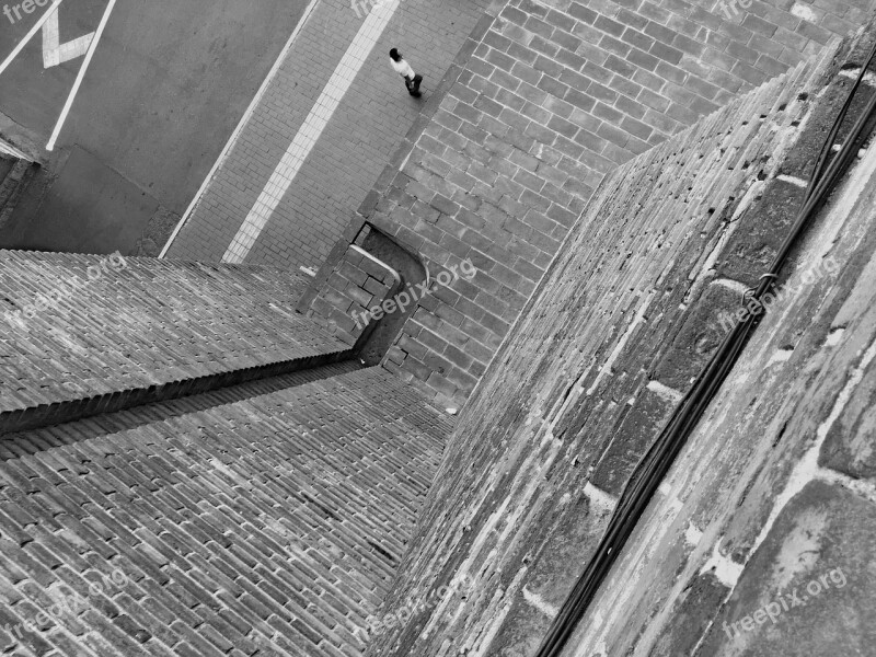 The City Walls Pedestrians History Black And White Xi'an