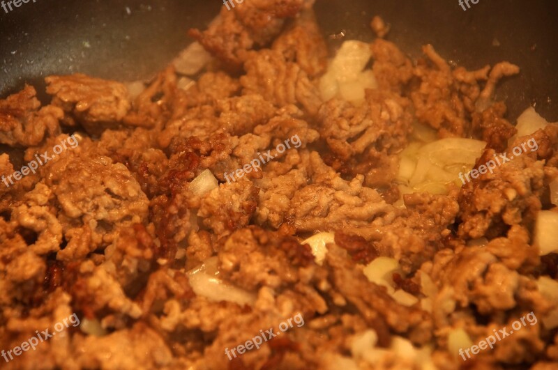 Minced Meat Sear Onions Pan Eat