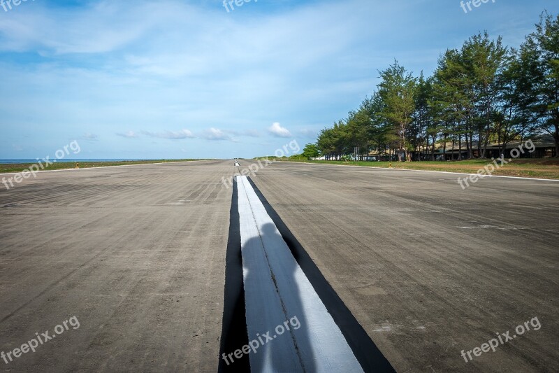 Runway Airfield Airport Airplane Sky