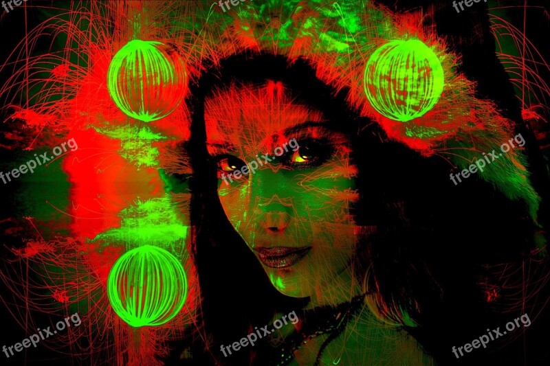 Pop Art Fireworks Woman Face Gradient Mask