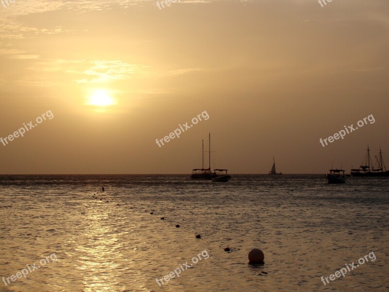 Sunset Aruba One Happy Island Landscape Beach