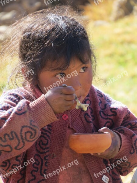 Peru Peruvians Girl Eat Free Photos