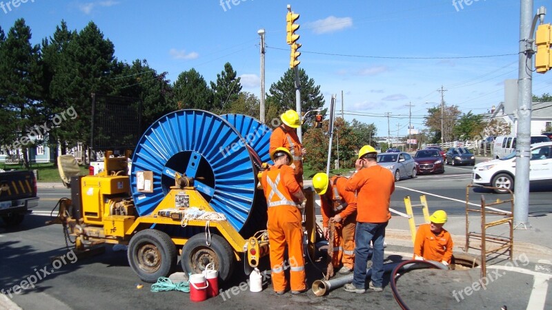 Construction Workers Manhole Repair Sewer