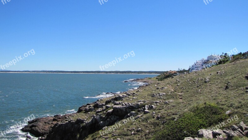 Uruguay Beach Rocks Landscape Horizon