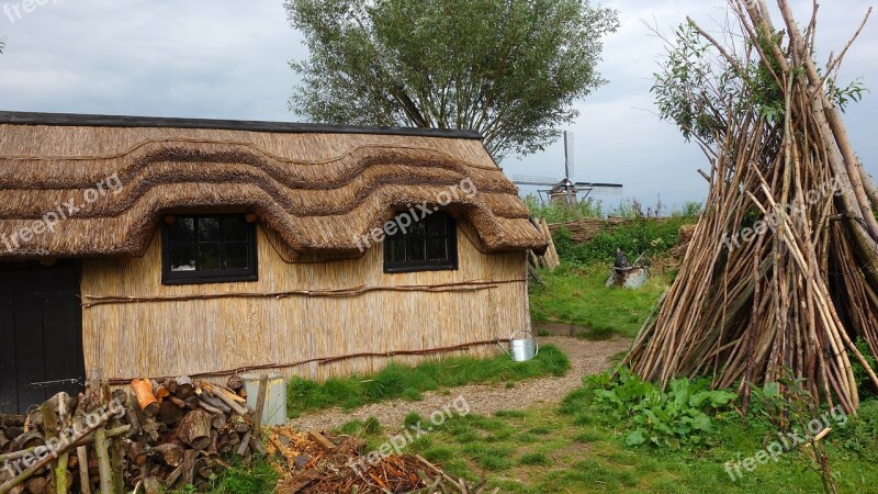 Thatched Roof Nationwide Landscape Dutch Landscape Mill