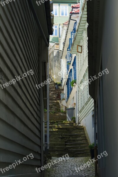 Alley Bergen Norway Scandinavia Wooden