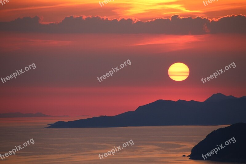 Sunset Red Sky Sun Sky Dubrovnik