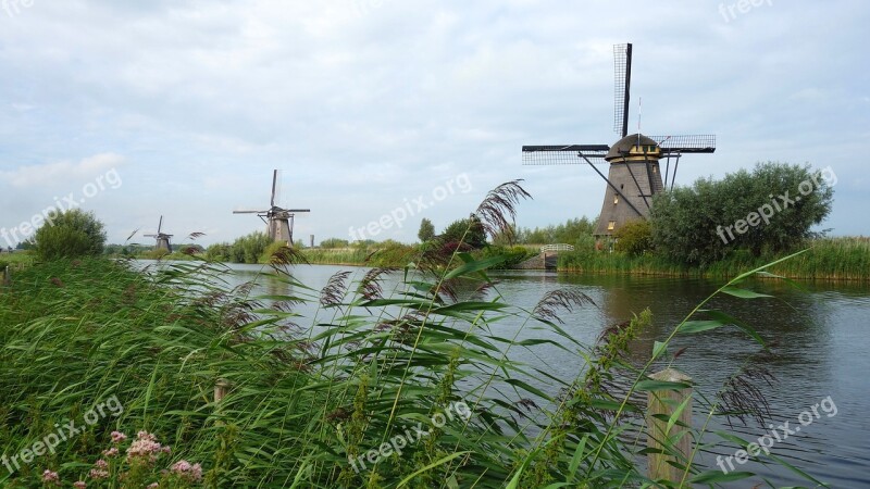 Windmills Mills Kinderdijk Cultural Heritage Polder